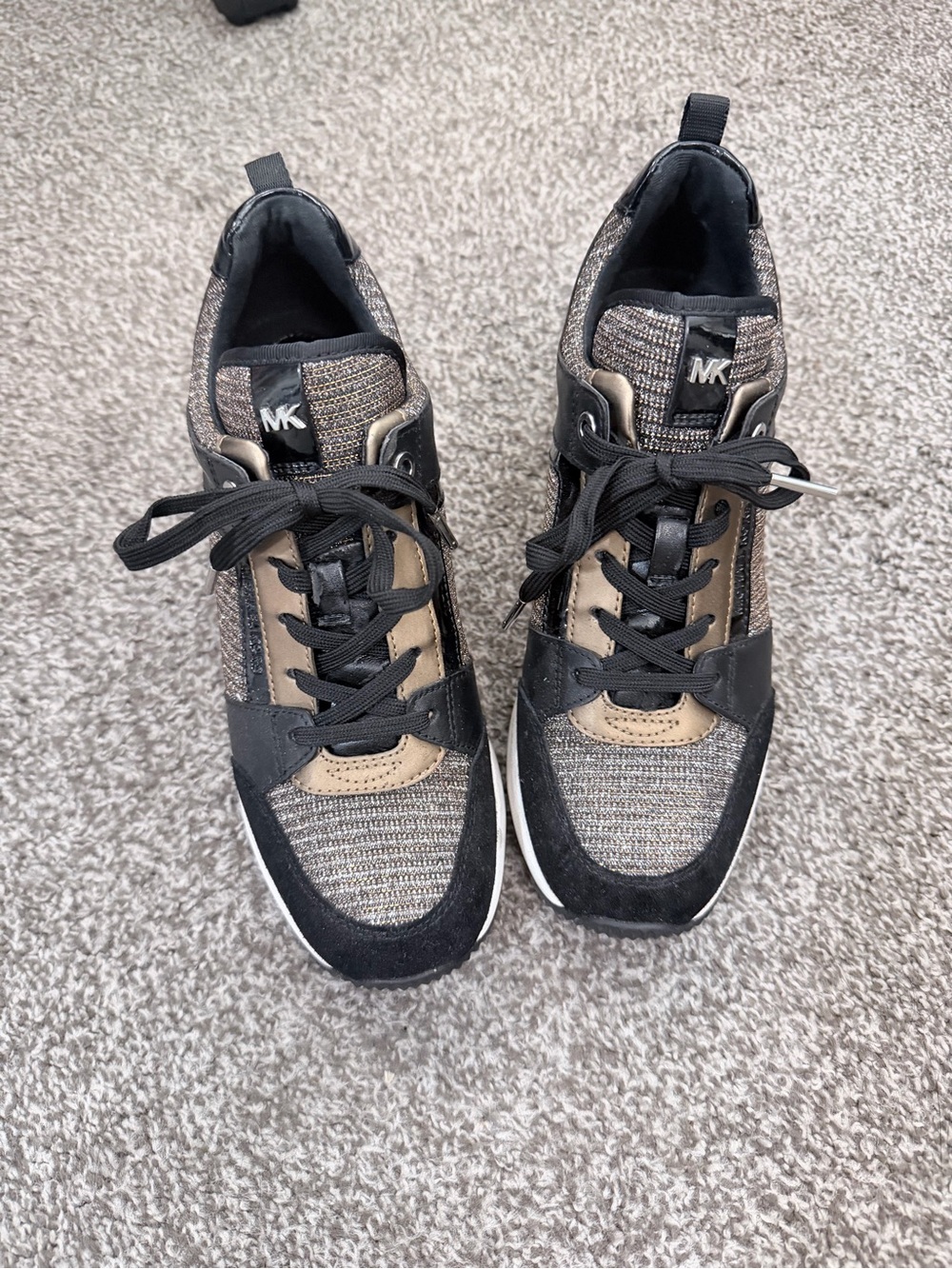 Michael Kors MK Black and Taupe Knit Sneakers